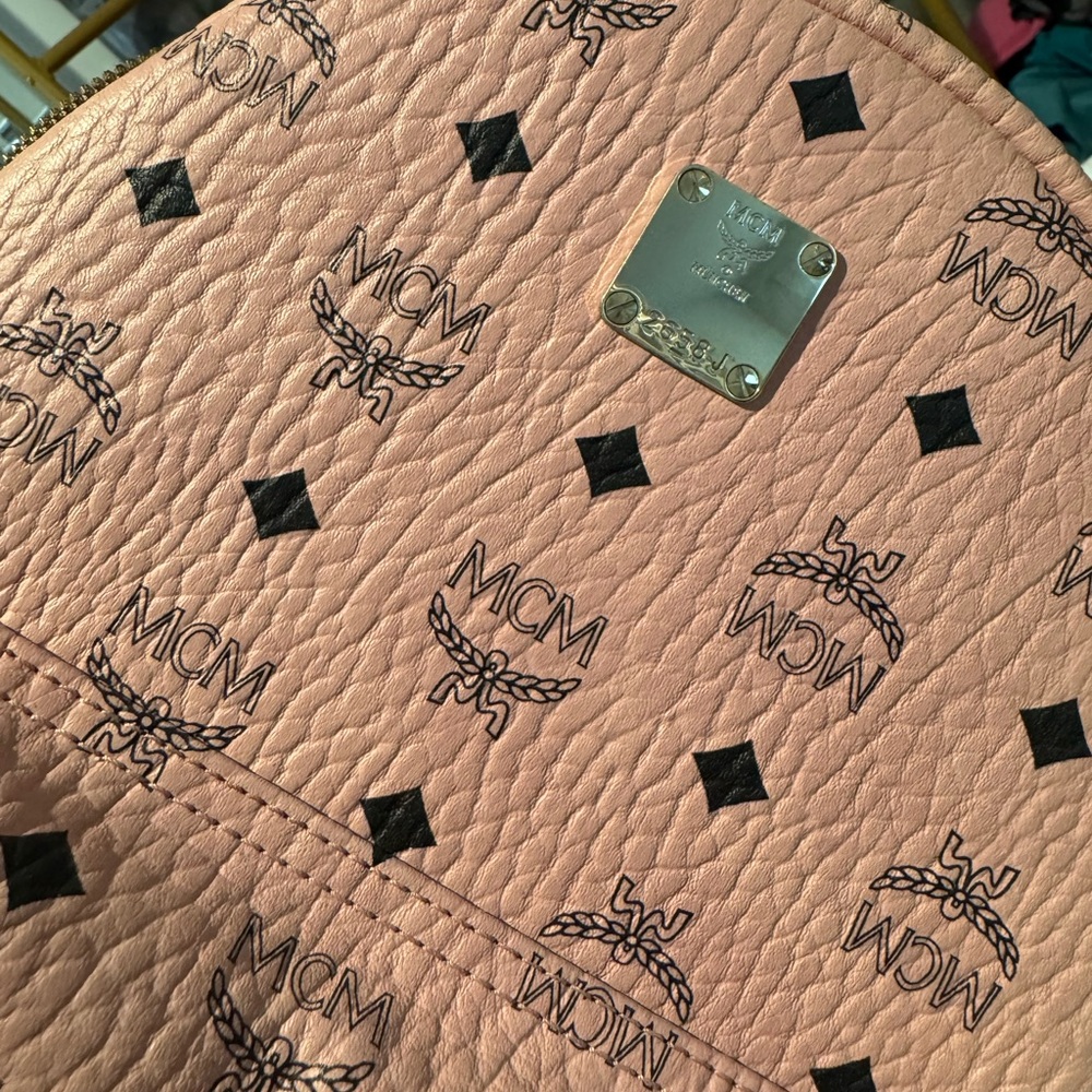 MCM Pink Logo-Embellished Backpack